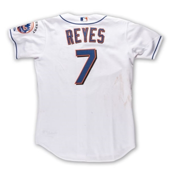 2004 Jose Reyes New York Mets Game Worn Home Jersey with Multiple Special Patches